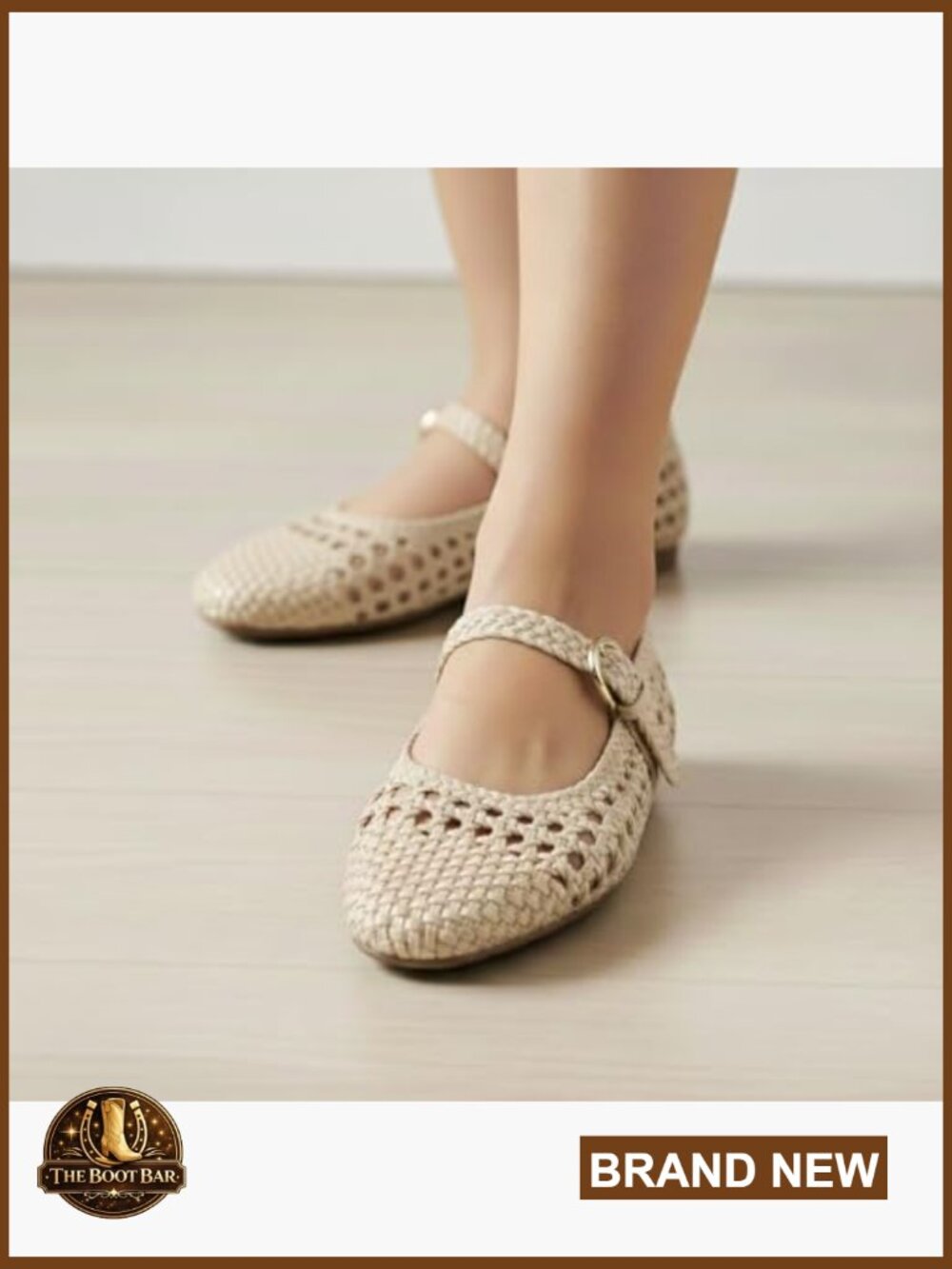 Woven Mary Jane Ballet Flats with Adjustable Strap - Comfortable Cushion - Picture 3 of 7